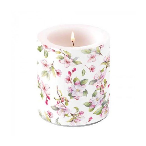 AMB.19318160 Spring blossom white átvilágítós gyertya 10x10cm