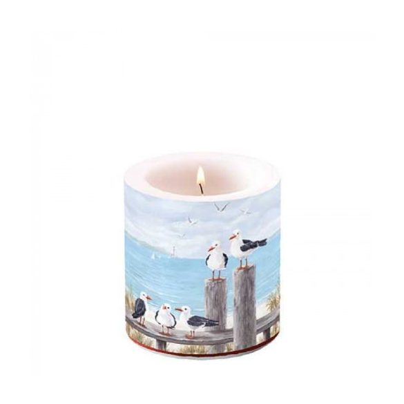 AMB.19218170 Seagulls on the dock átvilágítós gyertya 8x7,5cm 