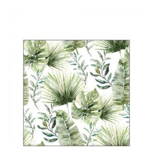 AMB.12518215 Jungle leaves white papírszalvéta 25x25cm, 20db-os