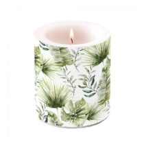   AMB.19318215 Jungle leaves white átvilágítós gyertya 10x10cm