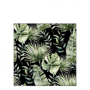 AMB.12518216 Jungle leaves black papírszalvéta 25x25cm, 20db-os