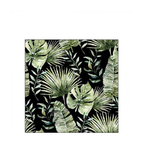 AMB.12518216 Jungle leaves black papírszalvéta 25x25cm, 20db-os