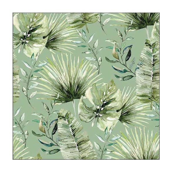 AMB.13318217 Jungle leaves green papírszalvéta 33x33cm, 20db-os