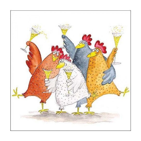 AMB.13318225 Celebrating chickens papírszalvéta 33x33cm, 20db-os