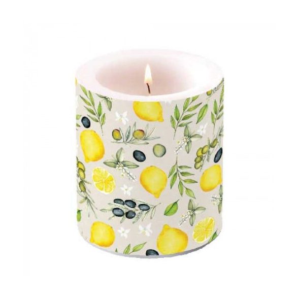 AMB.19318450 Olive and lemon átvilágítós gyertya 10x10cm