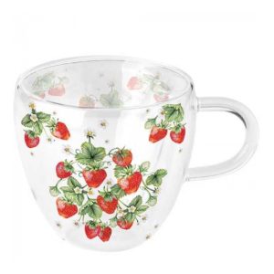 AMB.14418395 Bunch of strawberries duplafalú borosilicate üvegcsésze 0,25l