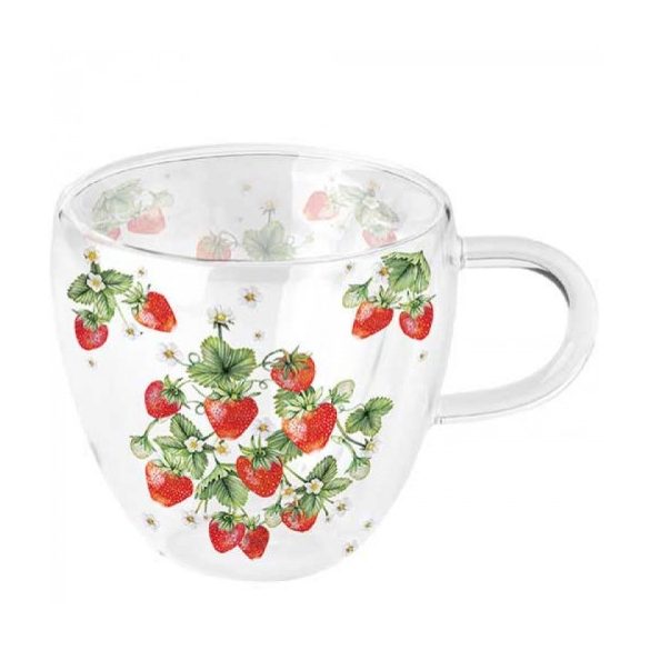 AMB.14418395 Bunch of strawberries duplafalú borosilicate üvegcsésze 0,25l