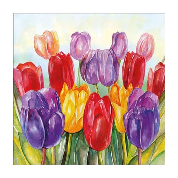 AMB.13318505 Colourful tulips papírszalvéta 33x33cm, 20db-os