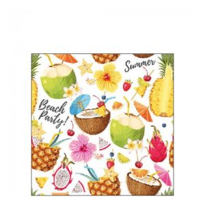 AMB.12518355 Beach party white papírszalvéta 25x25cm, 20db-os