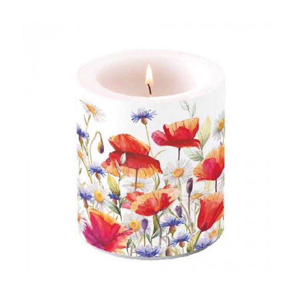 AMB.19318640 Poppies and cornflowers átvilágítós gyertya 10x10cm
