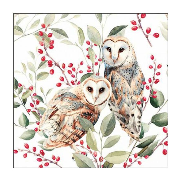 AMB.13318685 Barn owl couple papírszalvéta 33x33cm, 20db-os