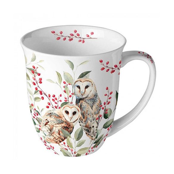 AMB.18418685 Barn owl couple white porcelánbögre 0,4l