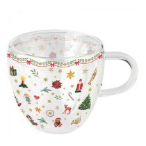   AMB.34414765 Ornaments all over red duplafalú borosilicate üvegcsésze 0,25l