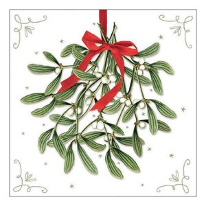 AMB.33318860 Mistletoe with bow white papírszalvéta 33x33cm, 20db-os