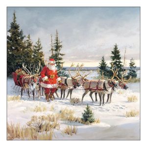 AMB.33319060 Santa with his reindeers papírszalvéta 33x33cm, 20db-os