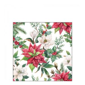 AMB.32518875 Christmas florals papírszalvéta 25x25cm, 20db-os