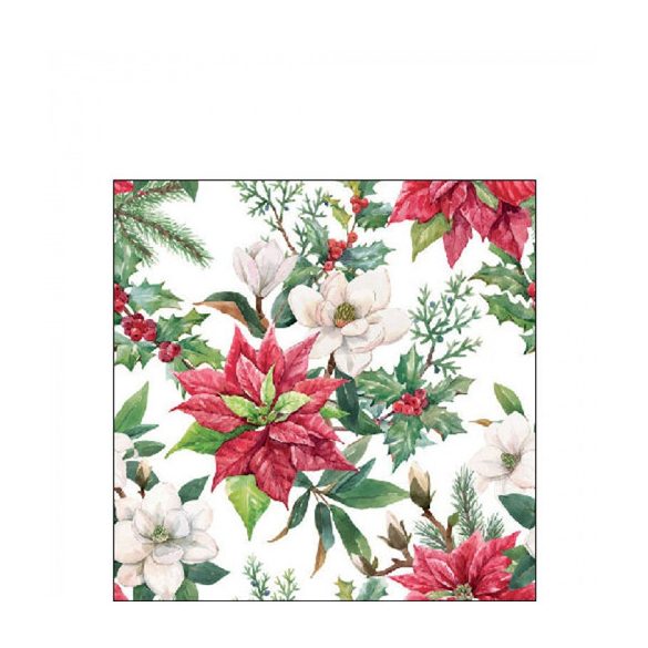 AMB.32518875 Christmas florals papírszalvéta 25x25cm, 20db-os