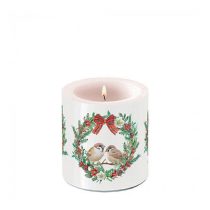   AMB.39218870 Sparrows in wreath átvilágítós gyertya 8x7,5cm