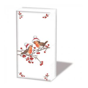 AMB.32218865 Christmas robins white  papírzsebkendő 10db-os