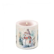   AMB.39218890 Snowman in nature átvilágítós gyertya 8x7,5cm
