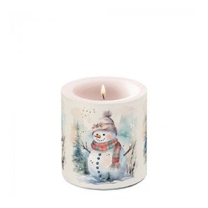AMB.39218890 Snowman in nature átvilágítós gyertya 8x7,5cm