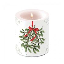   AMB.39318860 Mistletoe with bow white átvilágítós gyertya 10x10xcm
