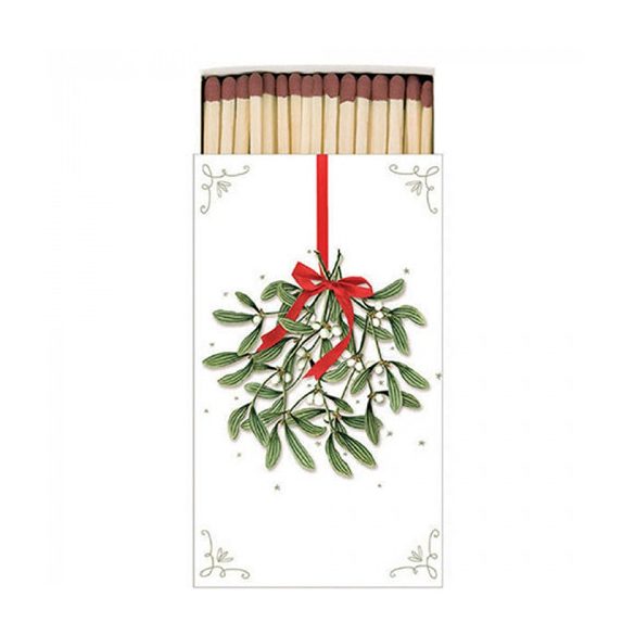 AMB.39518860 Mistletoe with bow white gyufa 6,5x11cm