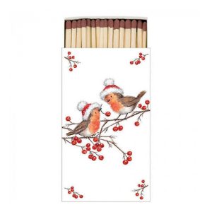 AMB.39518865 Christmas robins white gyufa 6,5x11cm