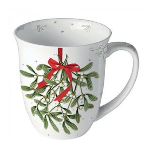 AMB.38418860 Mistletoe with bow white porcelánbögre 0,4l