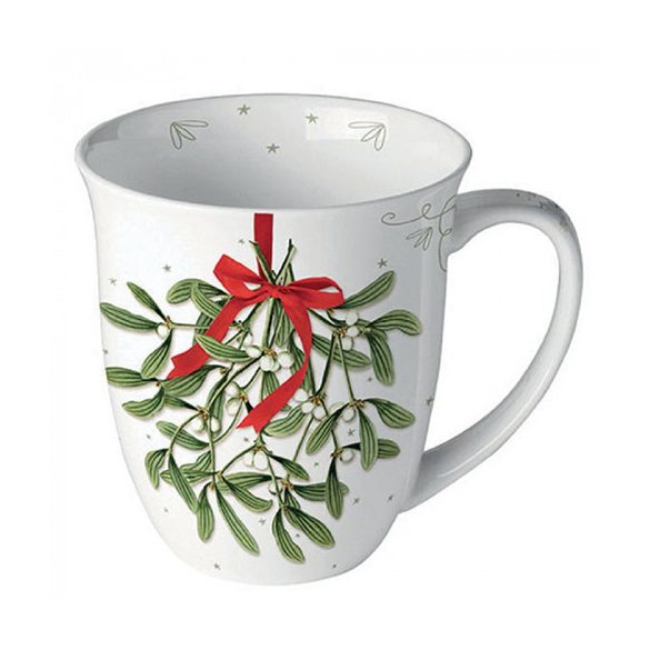 AMB.38418860 Mistletoe with bow white porcelánbögre 0,4l