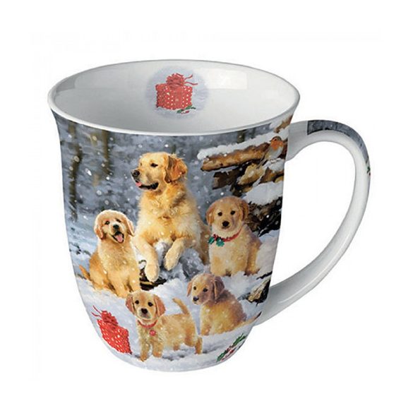 AMB.38418885 Golden retriever puppies porcelánbögre 0,4l