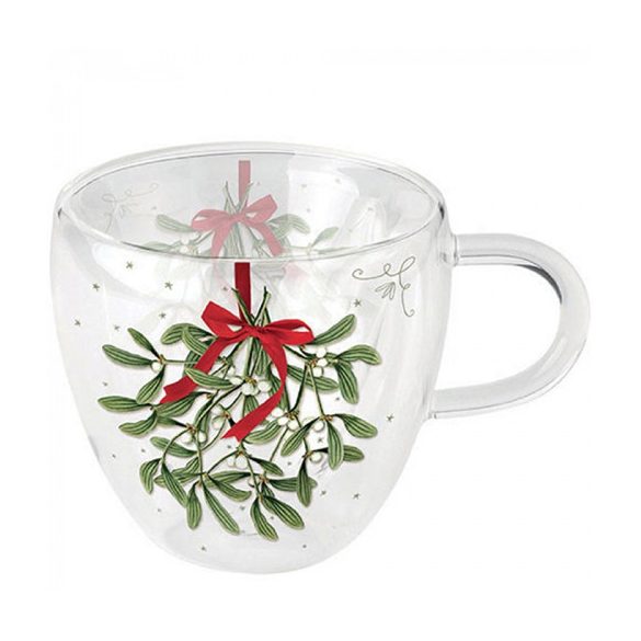 AMB.34418860 Mistletoe with bow white duplafalú borosilicate üvegcsésze 0,25L