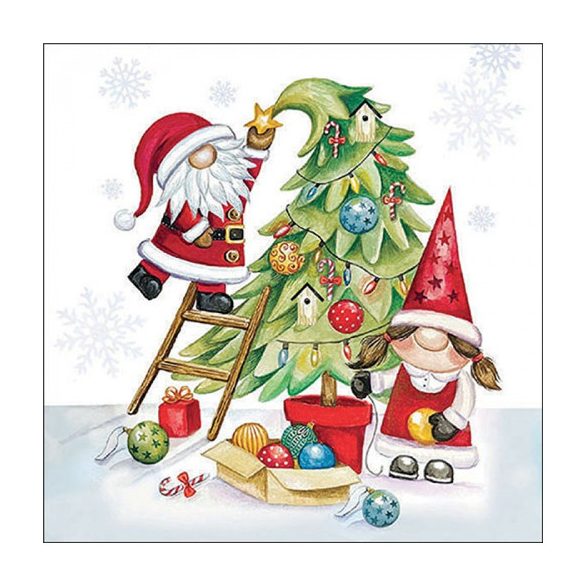 AMB.33319090 Gonks decorating tree papírszalvéta 33x33cm, 20db-os