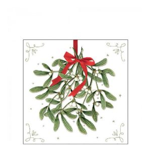 AMB.32518860 Mistletoe with bow white papírszalvéta 25x25cm, 20db-os