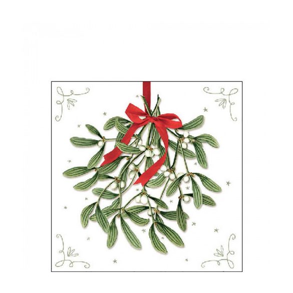 AMB.32518860 Mistletoe with bow white papírszalvéta 25x25cm, 20db-os