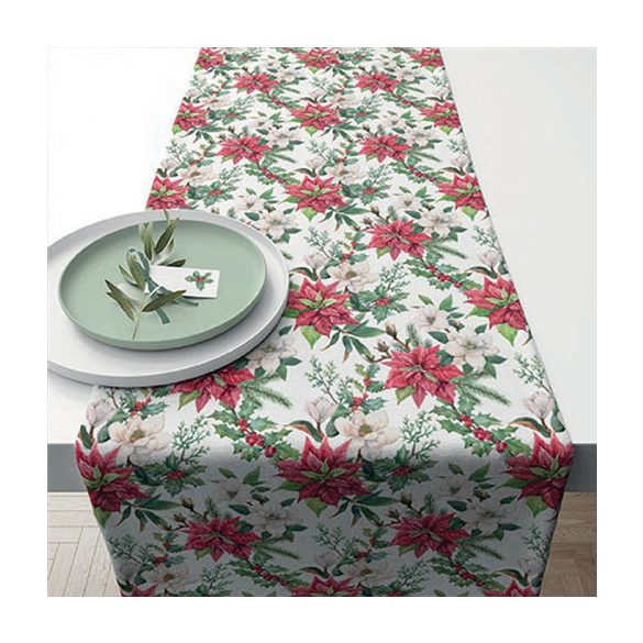 AMB.36618875 Christmas florals asztali futó 40x150cm, 100% pamut