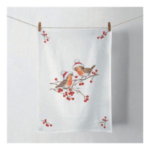 AMB.37818865 Christmas robins white konyharuha 50x70cm, 100% pamut