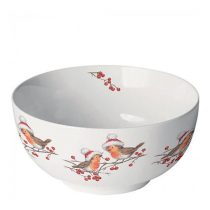 AMB.34818865 Christmas robins white porcelántál 6,5x14cm