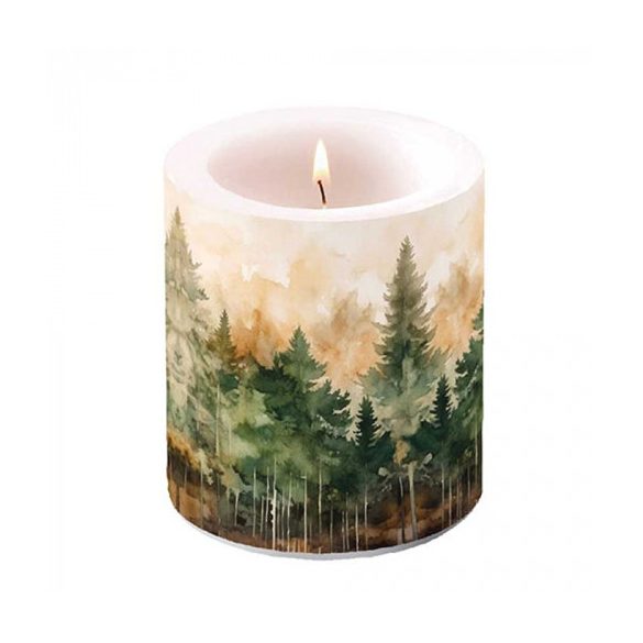 AMB.19318825 Evergreen trees átvilágítós gyertya 10x10cm