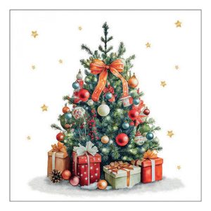 AMB.33319175 Decorated Christmas tree papírszalvéta 33x33cm, 20db-os