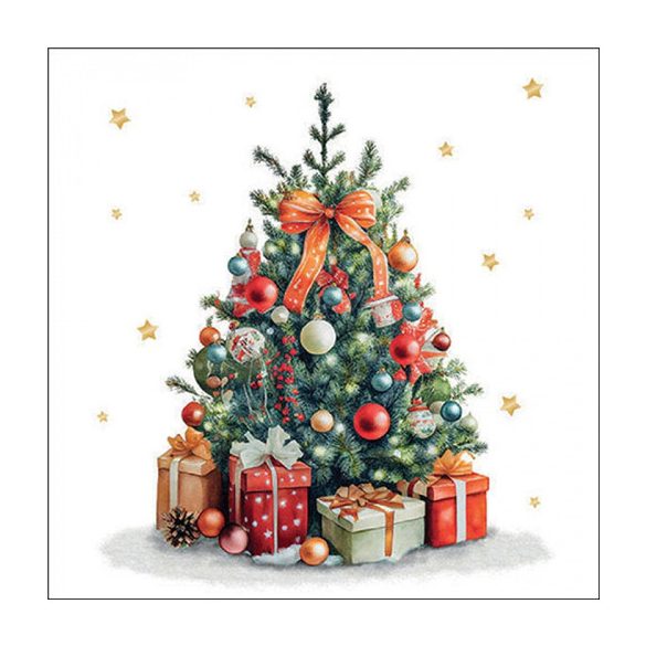 AMB.33319175 Decorated Christmas tree papírszalvéta 33x33cm, 20db-os