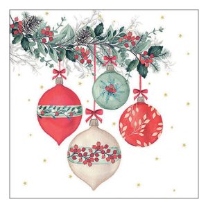 AMB.33319185 Berry baubles white papírszalvéta 33x33cm, 20db-os