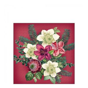 AMB.32518970 Azalea and helleborus red papírszalvéta 25x25cm, 20db-os