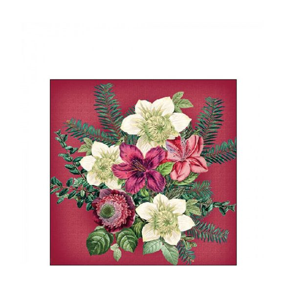 AMB.32518970 Azalea and helleborus red papírszalvéta 25x25cm, 20db-os