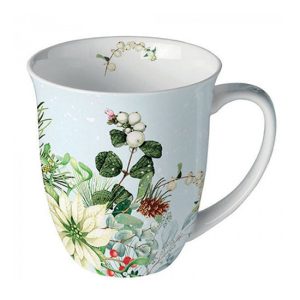 AMB.38418990 White poinsettia porcelánbögre 0,4l