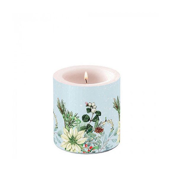 AMB.39218990 White poinsettia átvilágítós gyertya 8x7,5cm