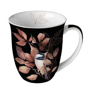 AMB.18417790 Lovely chickadee black porcelánbögre 0,4l