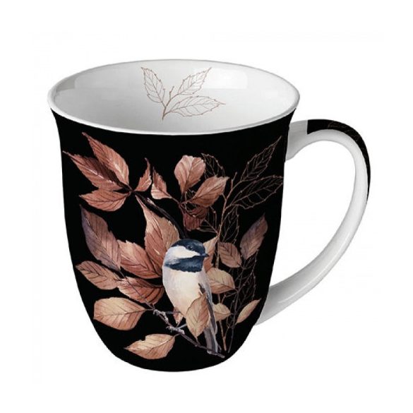 AMB.18417790 Lovely chickadee black porcelánbögre 0,4l