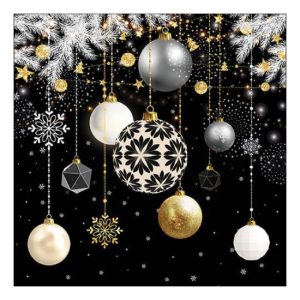 AMB.33317795 Christmas baubles black papírszalvéta 33x33cm, 20db-os