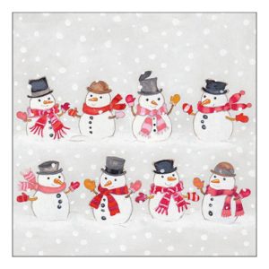 AMB.33317805 Dancing snowmen papírszalvéta 33x33cm, 20db-os